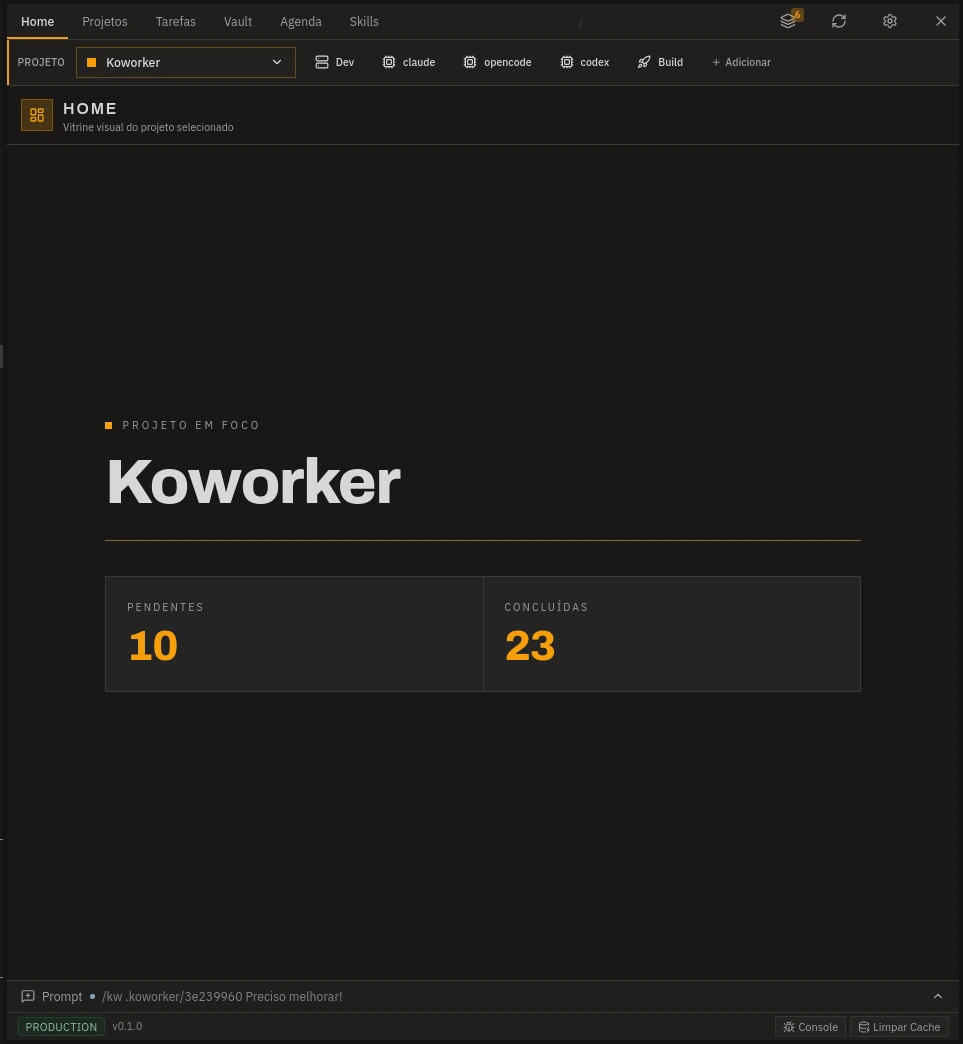 Página inicial do Koworker